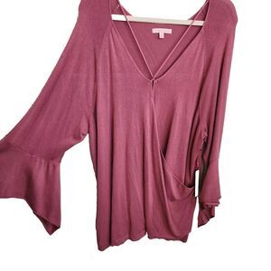 Gibson Latimer Tunic Size 3X Pullover Knit Sweater Long Flared Sleeve NWT Mauve